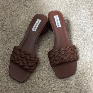 Steve Madden Chocolate Woven Slide Sandals